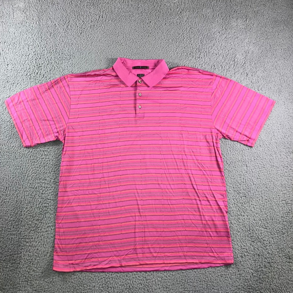 Tiger Woods Golf Polo Shirt Men XL Short Sleeve Striped Preppy‎ Casual Outdoor